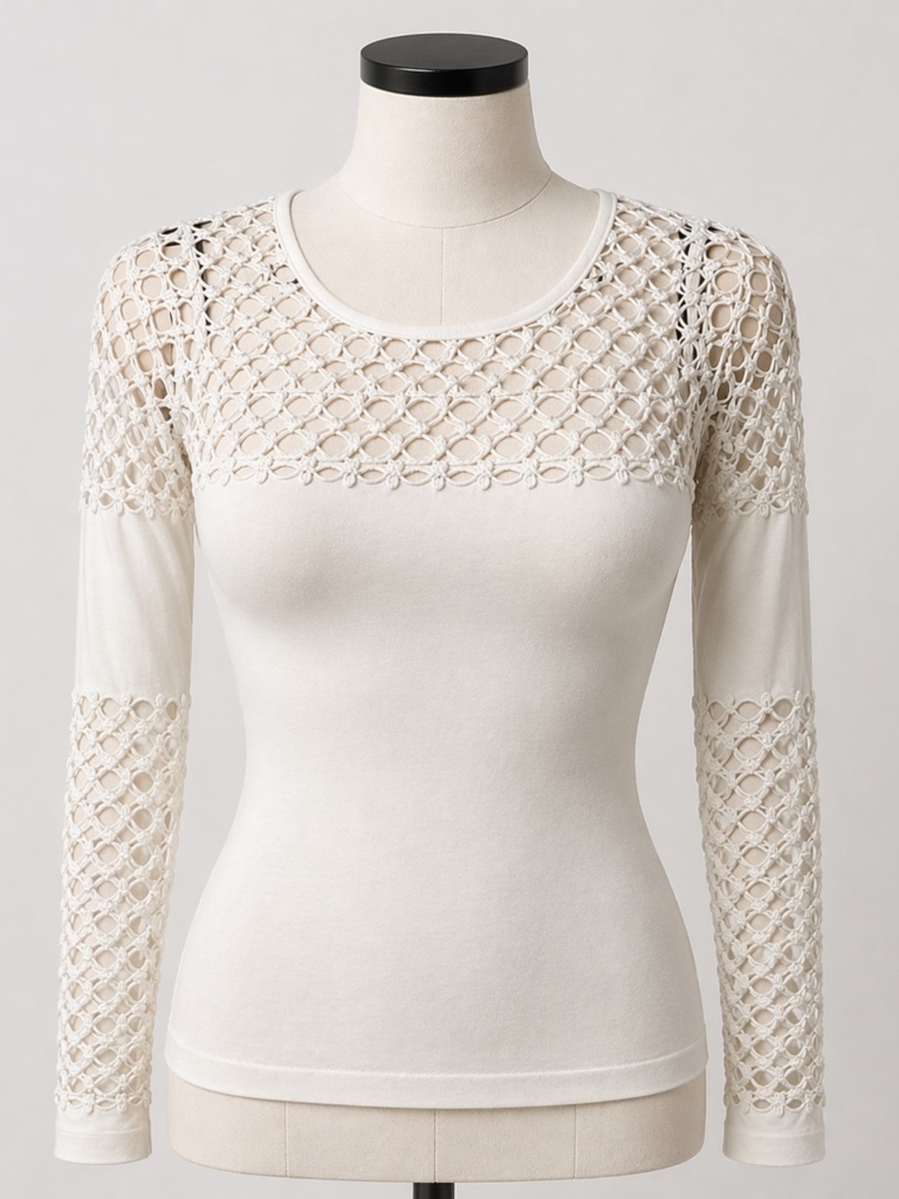 Fits Like A Small-Elegant White Open Lace Venus Women's Top